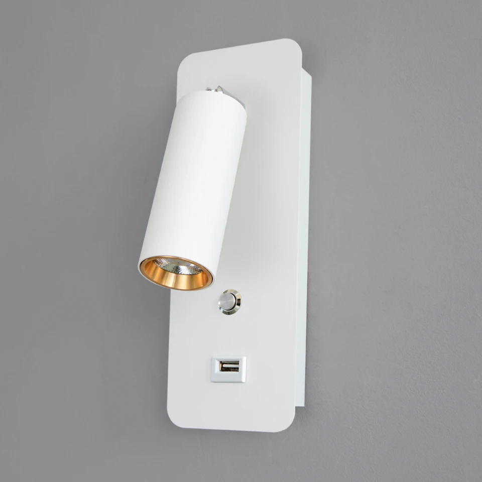 LED осветление Стена За помещения С Превключвател за USB Зареждане, с монтиран на стената Лампа 7 W Бял Черен Осветление За Дома Нощна Стълбище Стенни Luminaria 1
