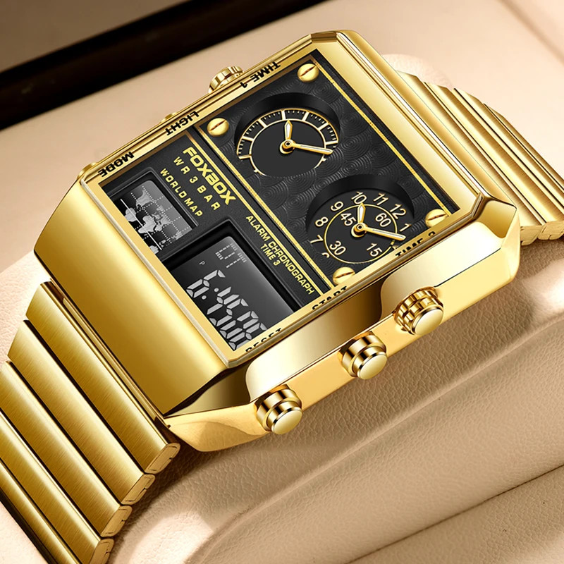 LIGE 2022 Нови Творчески Квадратни Мъжки Часовници Най-добрата Марка на Луксозни Цифров Часовник Модерен Часовник С Двоен Дисплей За Мъже Relogio Masculino
