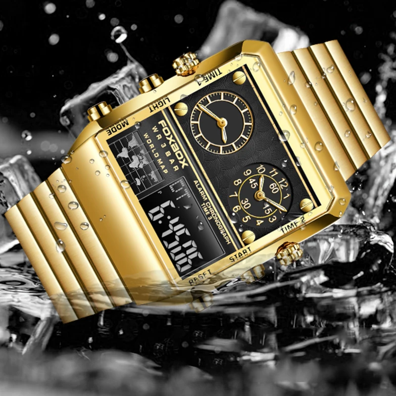 LIGE 2022 Нови Творчески Квадратни Мъжки Часовници Най-добрата Марка на Луксозни Цифров Часовник Модерен Часовник С Двоен Дисплей За Мъже Relogio Masculino 3