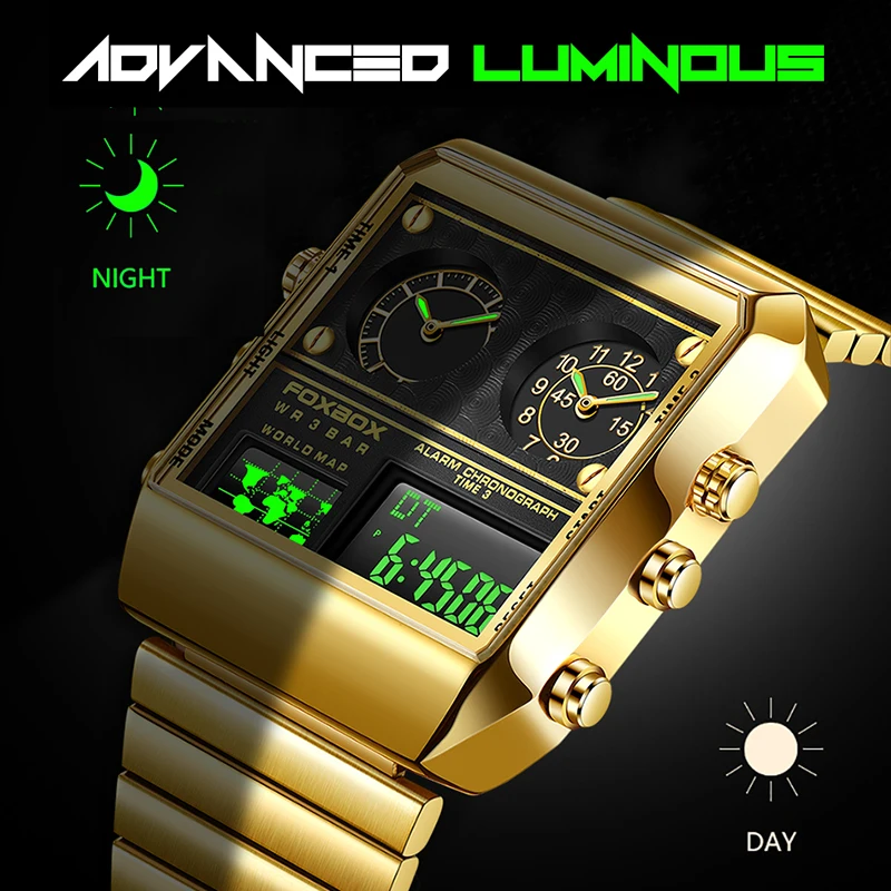 LIGE 2022 Нови Творчески Квадратни Мъжки Часовници Най-добрата Марка на Луксозни Цифров Часовник Модерен Часовник С Двоен Дисплей За Мъже Relogio Masculino 5