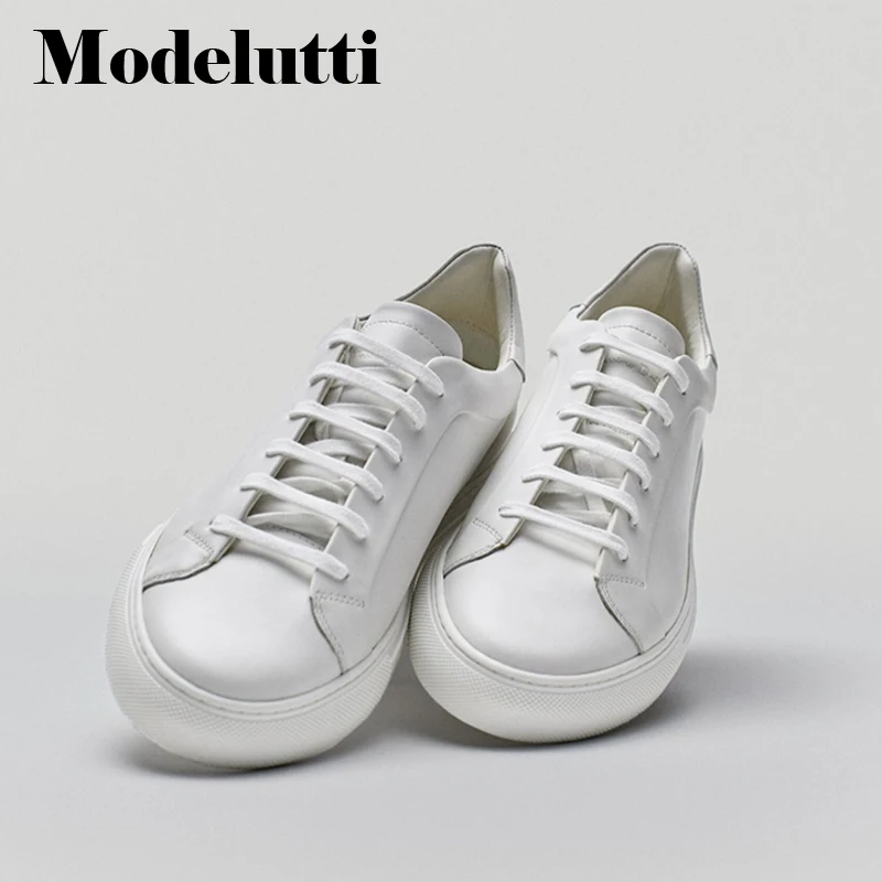 Modelutti 2022 Нови Летни Мъжки Маратонки на равна подметка от естествена кожа, Пъстри Обикновена Прости Универсални Основни обувки, Повседнев 4