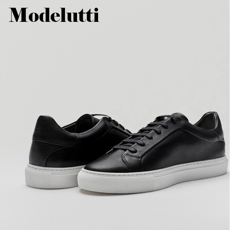 Modelutti 2022 Нови Летни Мъжки Маратонки на равна подметка от естествена кожа, Пъстри Обикновена Прости Универсални Основни обувки, Повседнев 5