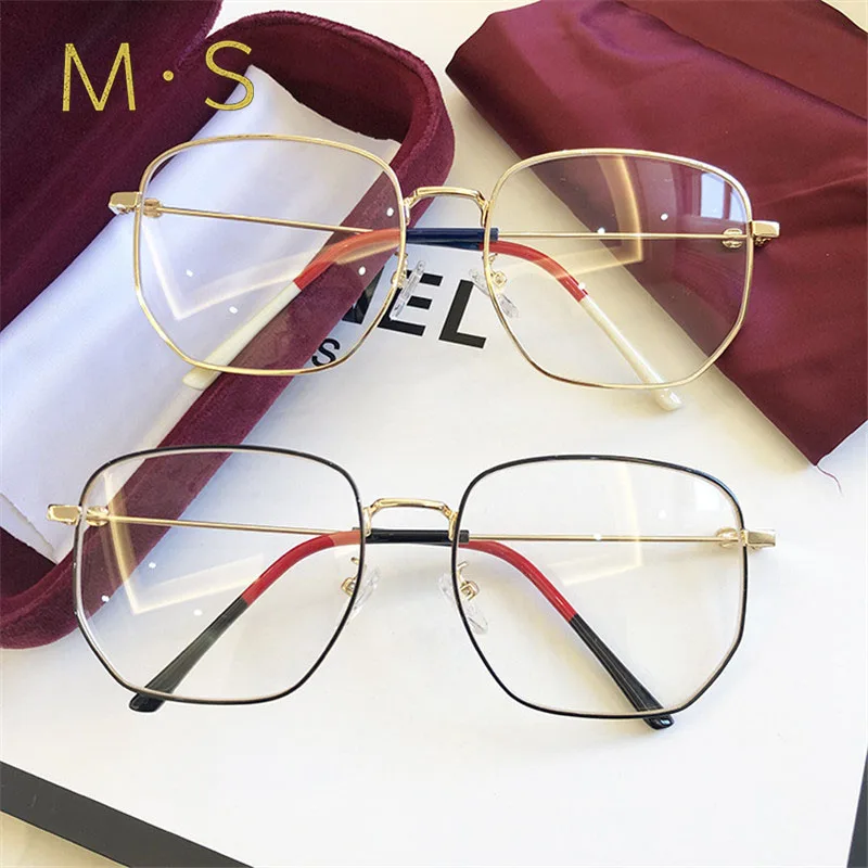 MS 2019 Анти-Сини Очила компютър с лъчи светлина, радиационно-устойчиви и Прозрачни рамки за очила Унисекс, Плоските огледални Очила 0