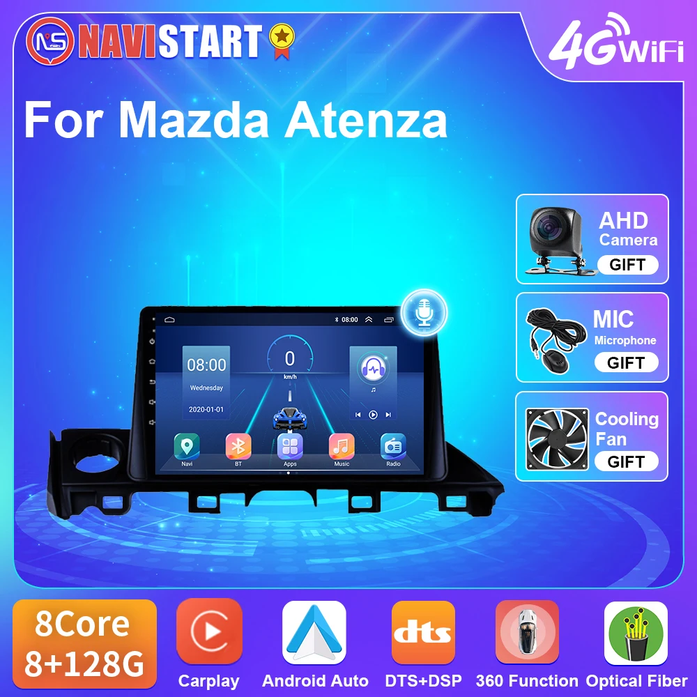 NAVISTAR T5 Android 10 Автомобилен Радиоприемник За Atenza Mazda 6 3 2016 2017 2018 GPS Навигация 4G WIFI Видео БТ Carplay DSP Без DVD Плейър