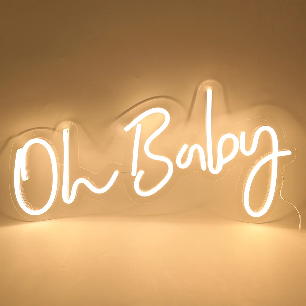Oh Baby Индивидуален Дизайн на Led Неонови Надписи, Светлини За 1-ви Рожден Ден на Сватба Парти Led Табела на Магазин за Декорация Лампа 23,5 × 11,8 в Наличност ES 5