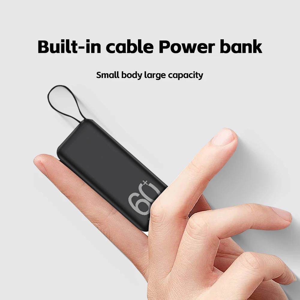 Portable Power Bank Мини Power Bank 6000 mah Вграден Кабел Външен Резервна Батерия За iPhone 11 12 13 14 Pro Samsung Xiaomi 1