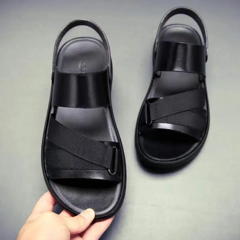 Qmaigie/мъжки сандали; тенденция 2022 г.; модерна лятна градинска напълно черни обувки; нескользящие плажни луксозни маркови сандали; сандал с двойна употреба 2