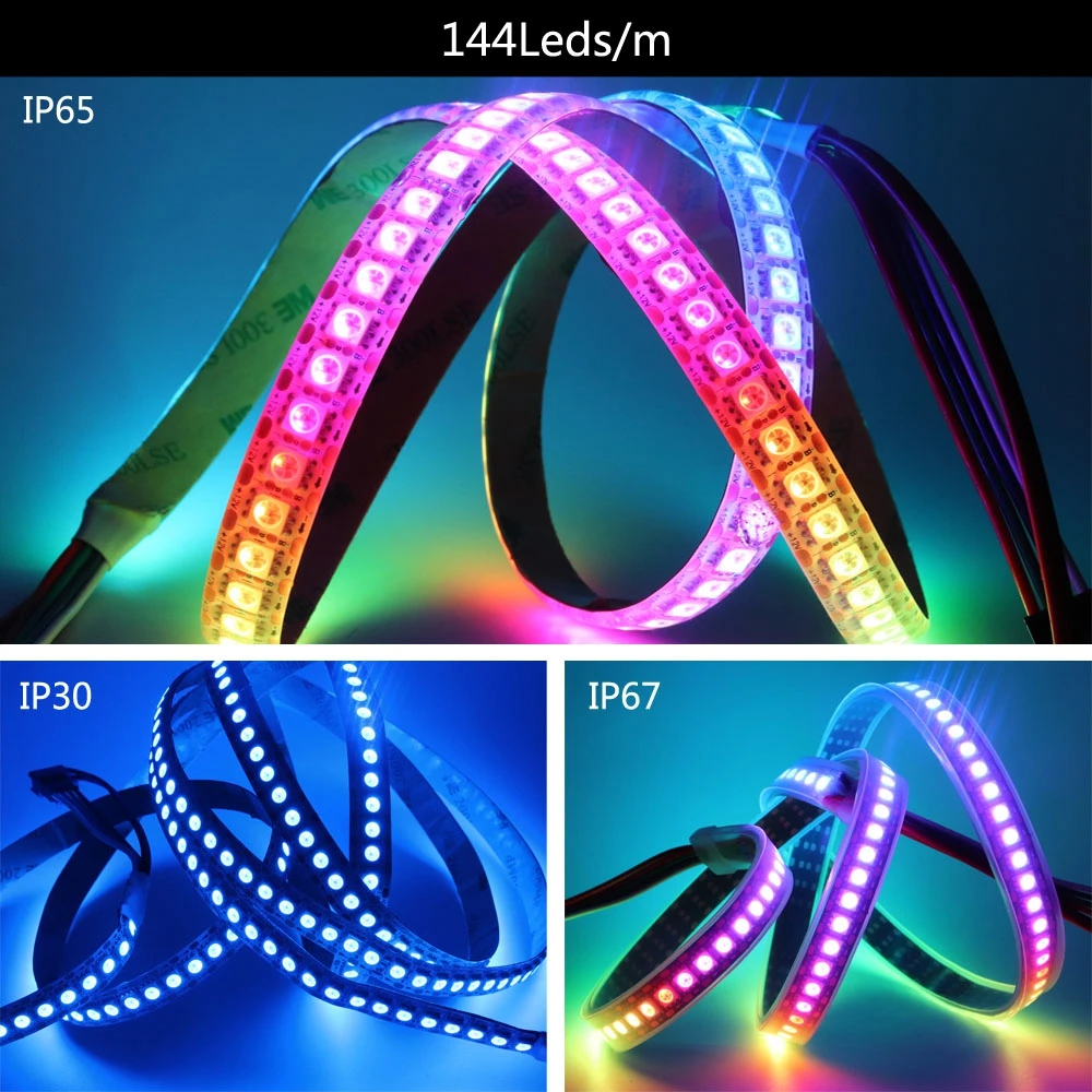 SK6812 RGBW led лента, 4 в 1, Подобни WS2812B 1 м и 5 м 30 60 144 светодиоди Индивидуални адресируеми RGBWW led светлини IP30 65 67 5V12V 2