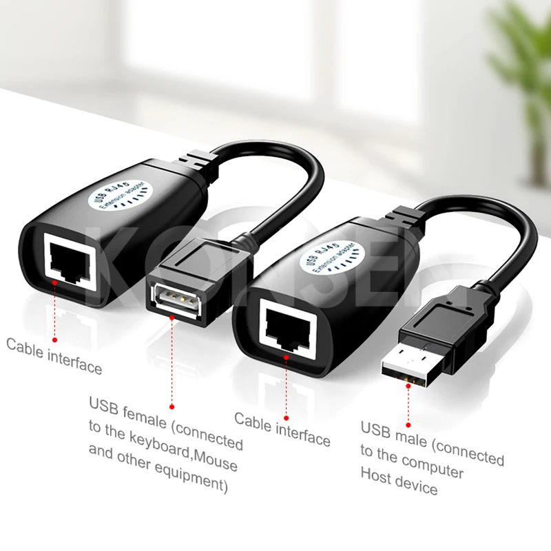 USB удължителен кабел Адаптер 50 м Единичен RJ-45 Ethernet CAT5E 6 До 150 метра Кабел USB 2.0 удължителен кабел удължителен кабел Адаптер за Лаптоп DVR Мишката 3