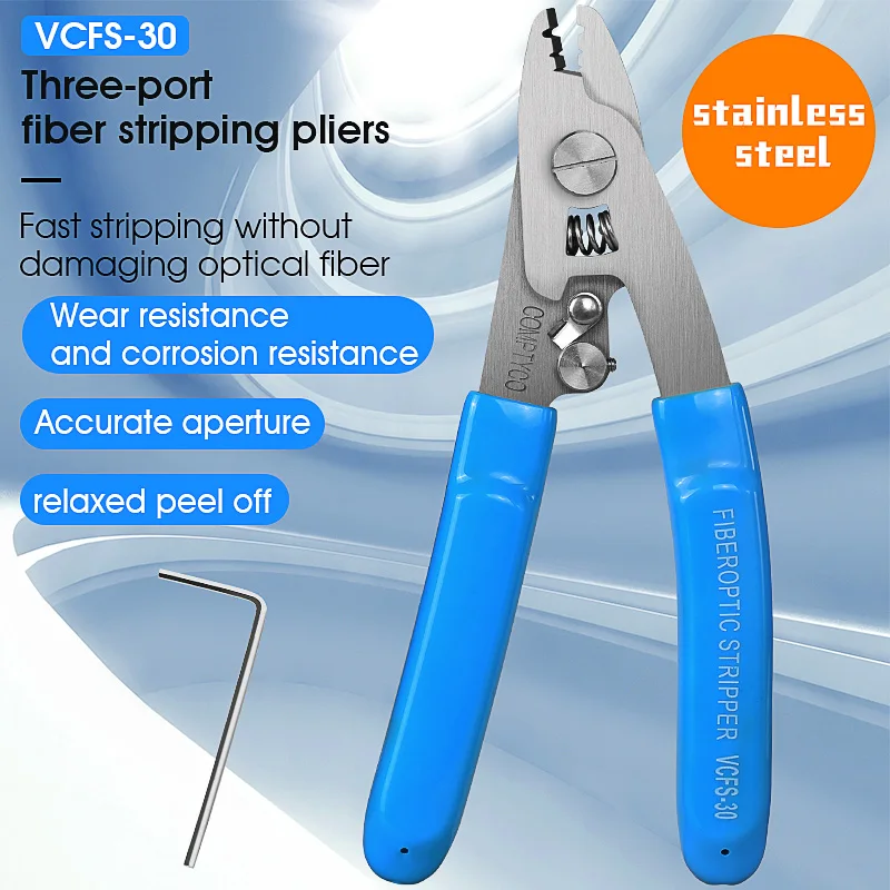 VCFS-30/20 (неръждаема стомана) Набор от инструменти за източване на трите/двете пристанища + Устройство за Източване на кожени кабели + Комбинираната оптични ножици от арамида 1