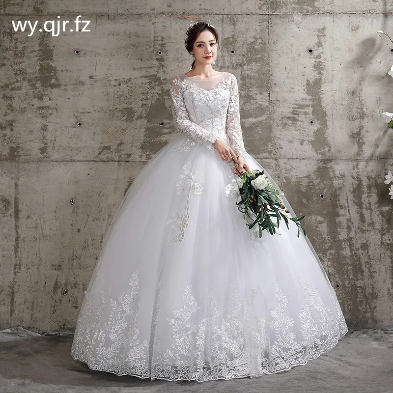 XXN-112 # Сватбена рокля Вышитое дантелено сетчатое бална рокля с дълъг ръкав от дантела-Евтини стоки с безплатна доставка, ново поръчка, големи размери
