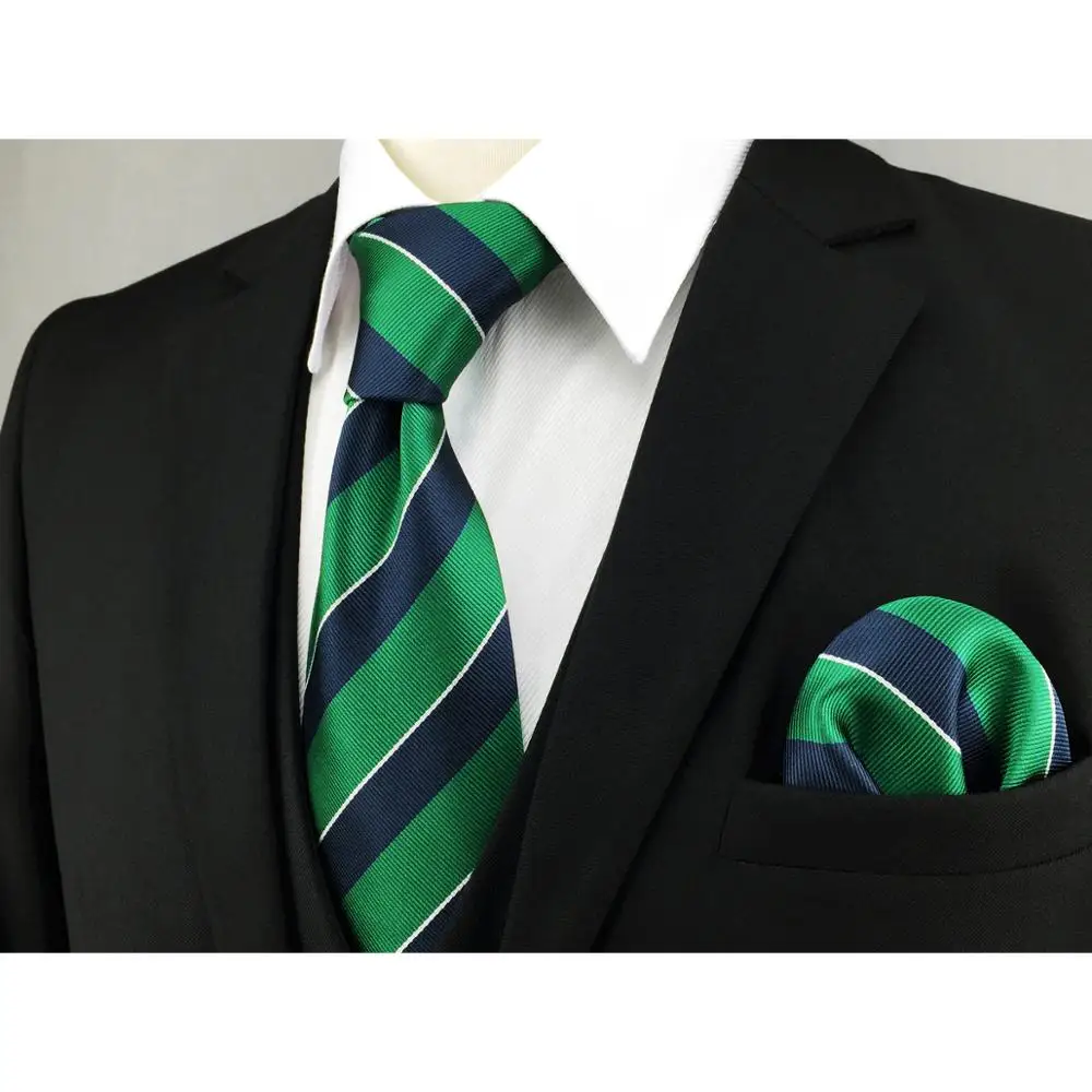 Y27 Тъмно зелени, Шарени Дълги Мъжки Вратовръзки, Вратовръзки, Носна Кърпа 63 