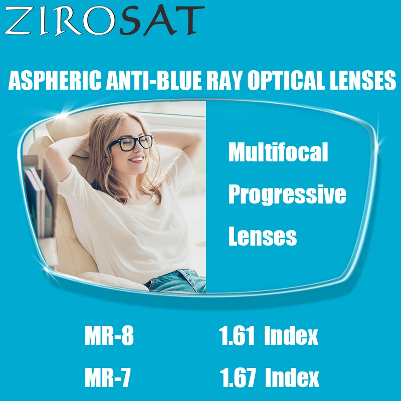 ZIROSAT Асферичните Анти-Blue-Ray MR-8 с индекс 1,61 Тежкотоварни Оптични Очила Мультифокальные Прогресивно Блокер Сини Лъчи за без Рамки