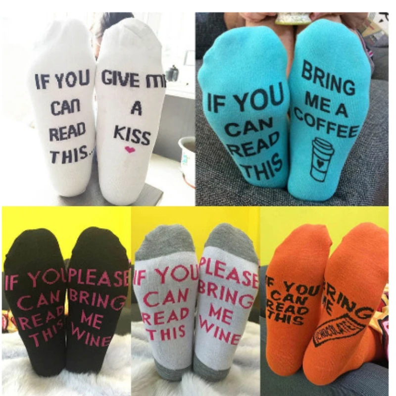 Ако можете да прочетете на този английски азбука Чорапи за мъже и жени забавни прекрасни памучни чорапи Унисекс за чифта Чорапи носочные на Продукта
