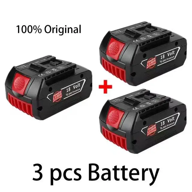 Батерията е литиево-йонна батерия 18 В 10 Ah, която се презарежда за възприятие на Bosch BAT609 BAT609G BAT618 BAT618G BAT614 + 1 Зарядно устройство