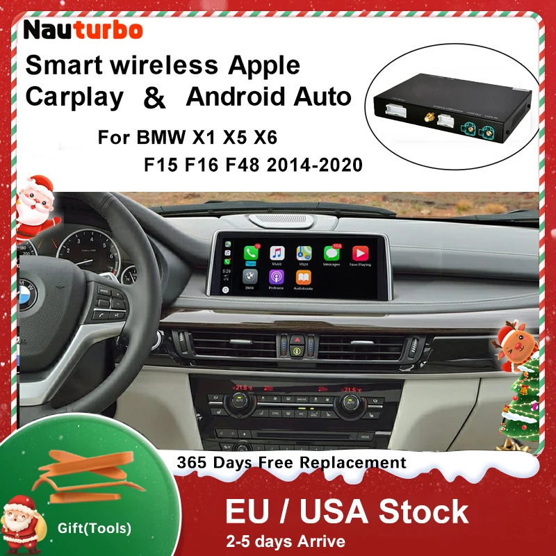 Безжична CarPlay за BMW NBT, EVO X5 F15 X6 F16 2014-2020 X1 F48 2016-2020, с функция за Android Mirror Линк AirPlay Car Play