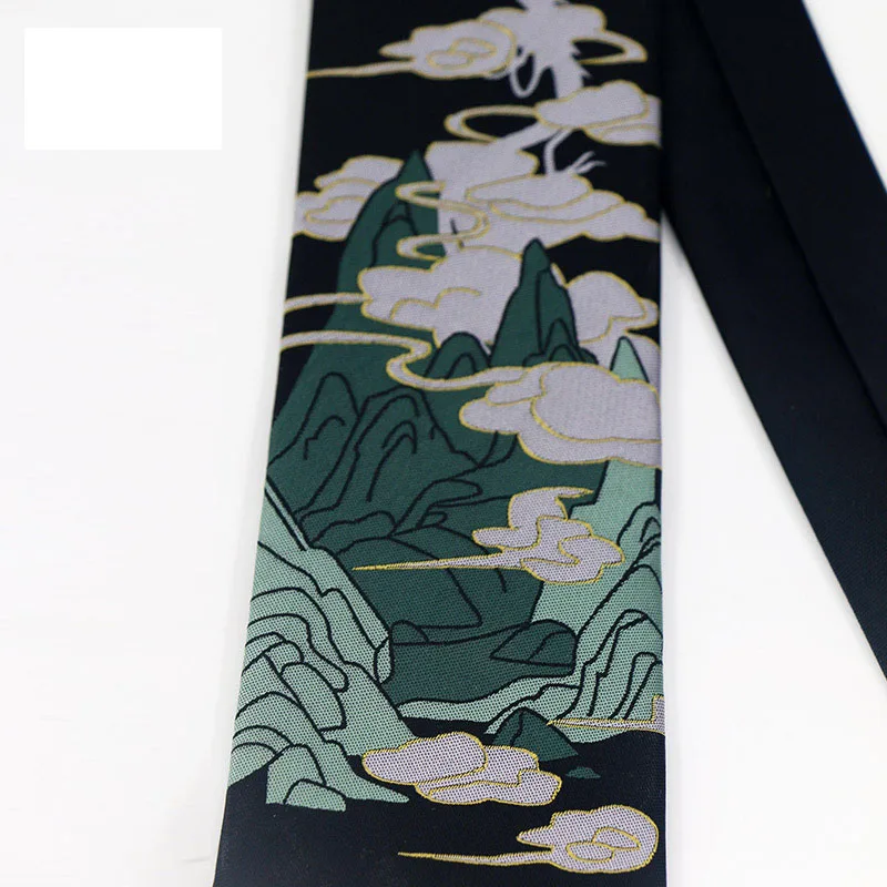Безплатна Доставка Нов мъжки Оригинален Дизайн, Бродерия, Черна Риза В Стил Колеж, Дамски Литературен Китайски Стил, Бяла Вратовръзка С Дракон 4