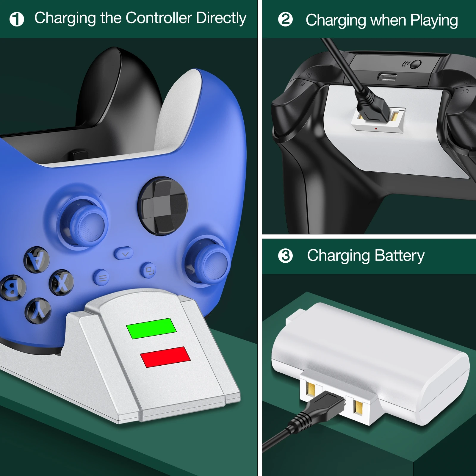 Бързо зарядно устройство за Xbox Series S/X/Xbox One S/X/Xbox One Контролер + 2 бр. За Xbox Зарядно Устройство за Акумулаторни батерии, Зарядно устройство с 4 Корици 4