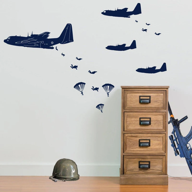 Въздушно-Амфибийни Войници, Хеликоптери Военна Военна Стикер Vinyl Свалящ Стикер На Стената S Всекидневна Стая За Момчета Рисувани Стенни Разтегателен WL216 2