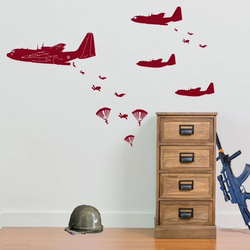 Въздушно-Амфибийни Войници, Хеликоптери Военна Военна Стикер Vinyl Свалящ Стикер На Стената S Всекидневна Стая За Момчета Рисувани Стенни Разтегателен WL216 3