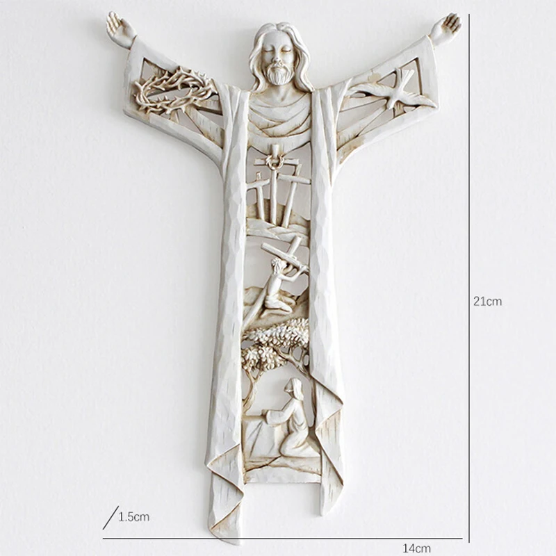 Възкръсналият Христос Стенен Кръста на Статуята на Религиозната Смола Фигурка на Исус Висящ Стенен Украшение Кух Дизайн за Дома SP99 0