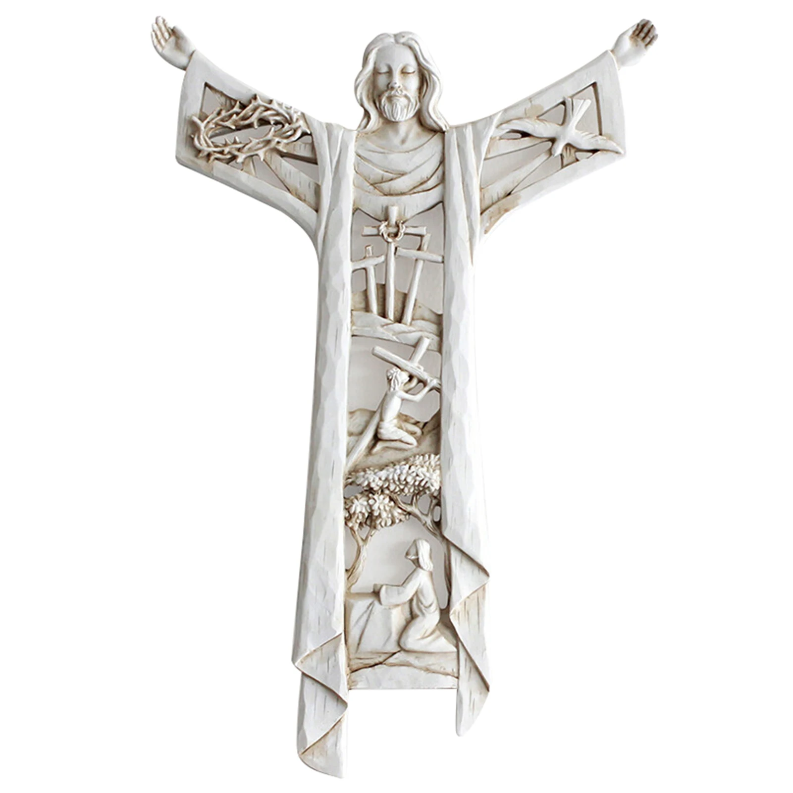 Възкръсналият Христос Стенен Кръста на Статуята на Религиозната Смола Фигурка на Исус Висящ Стенен Украшение Кух Дизайн за Дома SP99 1