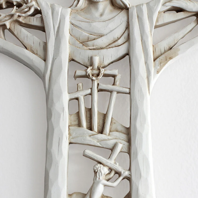 Възкръсналият Христос Стенен Кръста на Статуята на Религиозната Смола Фигурка на Исус Висящ Стенен Украшение Кух Дизайн за Дома SP99 4
