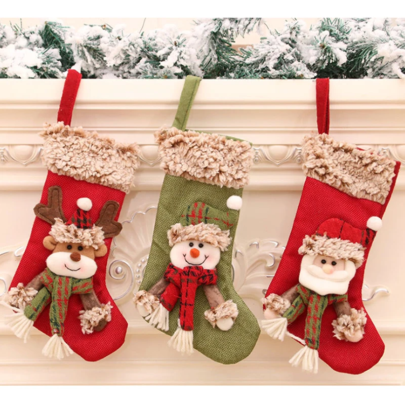 Големи Коледни Подаръчни Пакети За Декорация На Камината Чорапи Нова Година Титуляр За Бонбони Начало Декор Нова Полезна Гореща Разпродажба 1