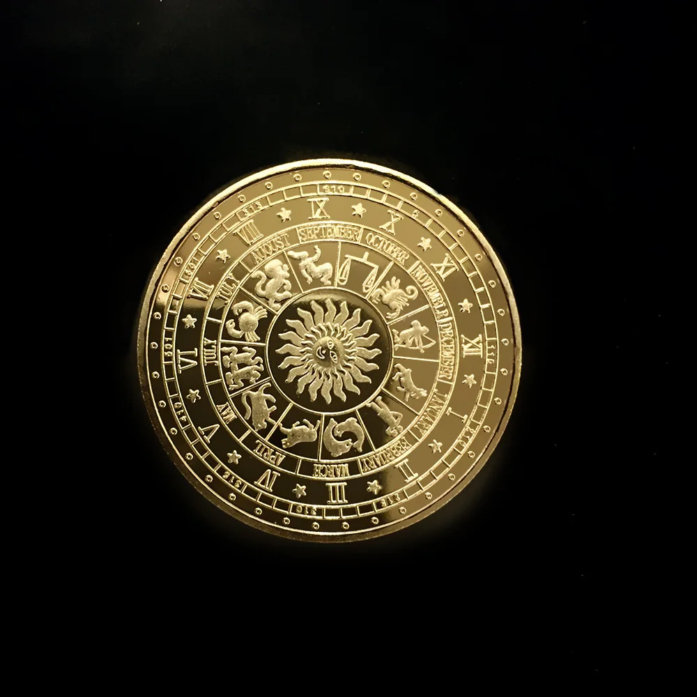Дванадесет Щастливи Златни Монети Съзвездието Телец Възпоменателна Монета 1