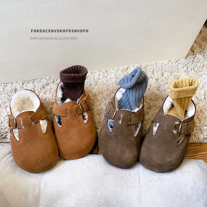 Детски Зимни Памучен Обувки За Момичета Домашна Градинска Вълна Обувки На Меху Детска Топлото Обувки За Бебета Обувки За Момчета В Корейски Стил