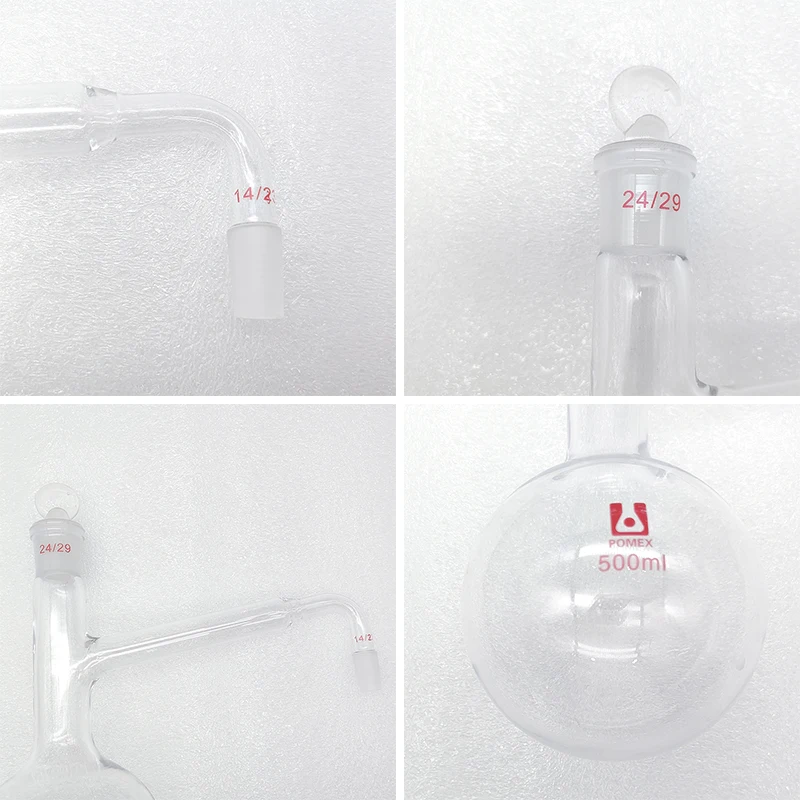 Дистилляционная колба 500 мл Стъклена Колба се Използва За Приготвяне на дестилирана вода Екстракция на етерични масла Лабораторни прибори 1 / PK 5