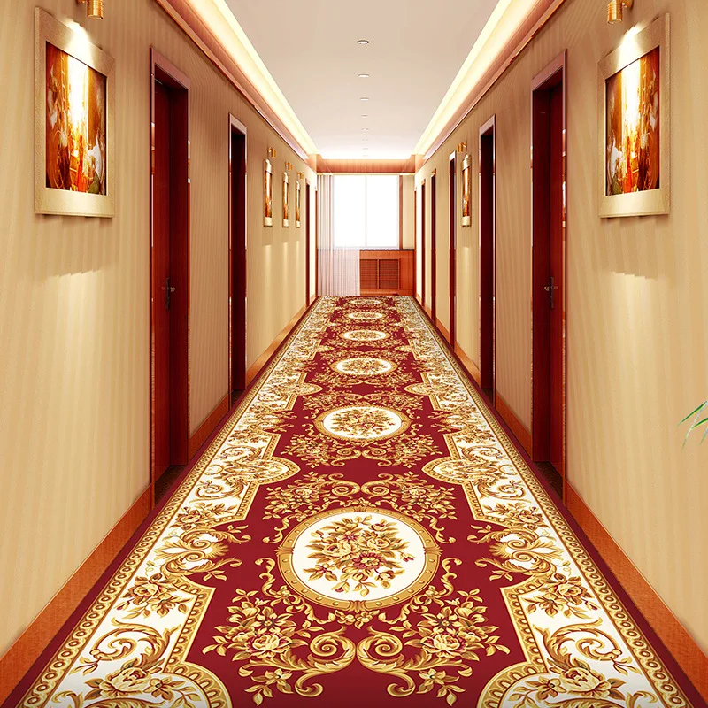 Дълъг Коридор Килим Европейската Стълбище Коридор Килим Сватбен Хотелски Килим килимът Може да се Коригира Размера на Нескользящие Постелки За пода 4