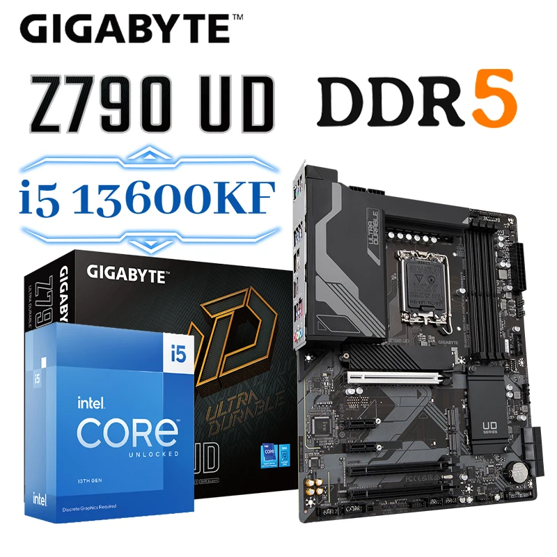 Дънна платка Gigabyte Z790 UD DDR5 + процесор Intel Core 13th i5 13600KF Комплект Поддръжка D5 128 GB 7600 Mhz Оперативна ПАМЕТ PCIe 5,0 ATX дънна Платка Нова 0