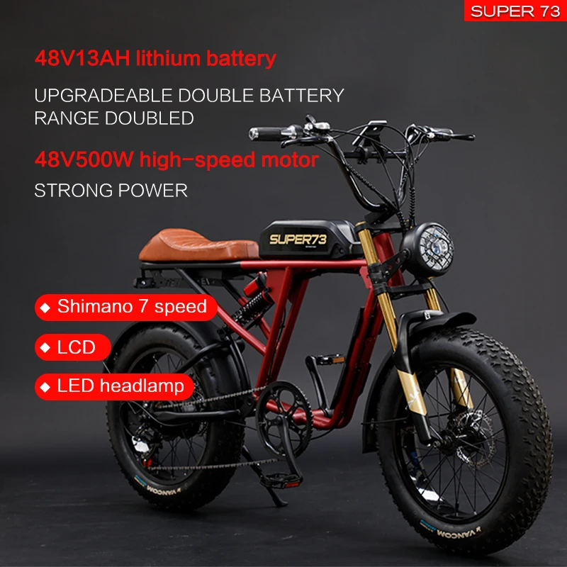 Електрически велосипед 20 инча, 500 Вата 48 26Ah сгъваем електрически велосипед дебела гума плажен cruiser електрически мотор литиева батерия двойна 3