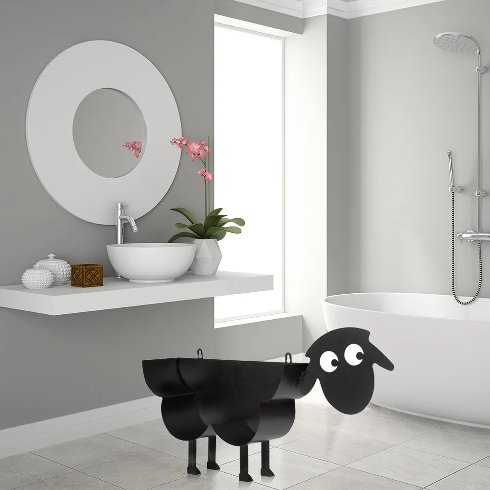 Желязна Куче Овца Форма Стойка За Ролка Хартия Симпатични Животни, Свободно Стоящи Рафтове За Тоалетна Хартия Украса На Дома Баня 1