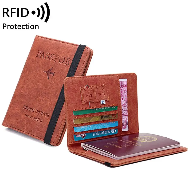Жените и Мъжете RFID Реколта Бизнес Капаци За Паспорт на Притежателя Многофункционален ID Банкова Карта ПУ Кожен Портфейл за Носене на Пътни Аксесоари