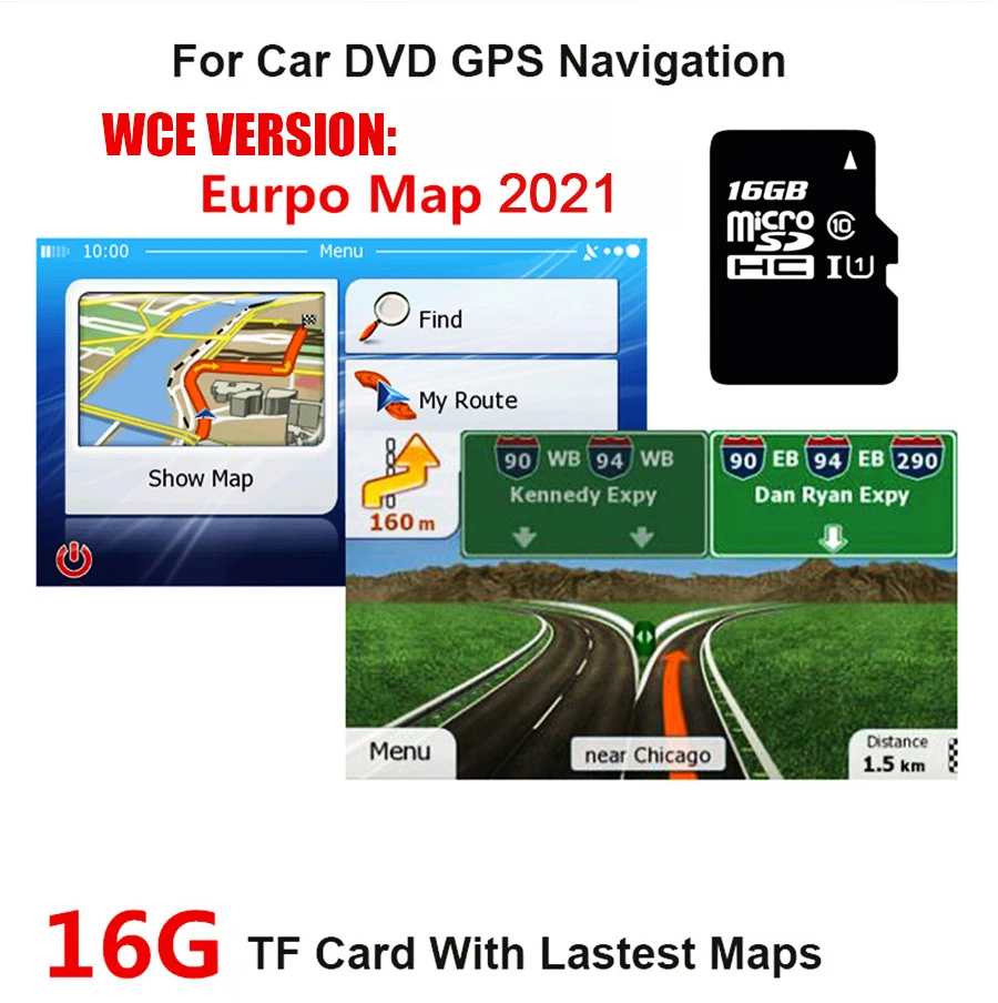 за система за WCE Автомобилен GPS навигатор 16 GB Micro SD Карта Последната Карта на Европа Италия, Франция, Великобритания, Испания, Турция, Германия, Австрия и т.н