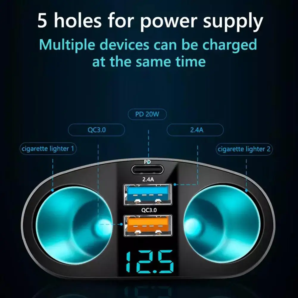 Запалката в колата Универсален 12 В 24 В Конектора на Газа захранващ Адаптер 3.1 A 120 W Dual USB Зарядно за Кола с Дисплей напрежение 3