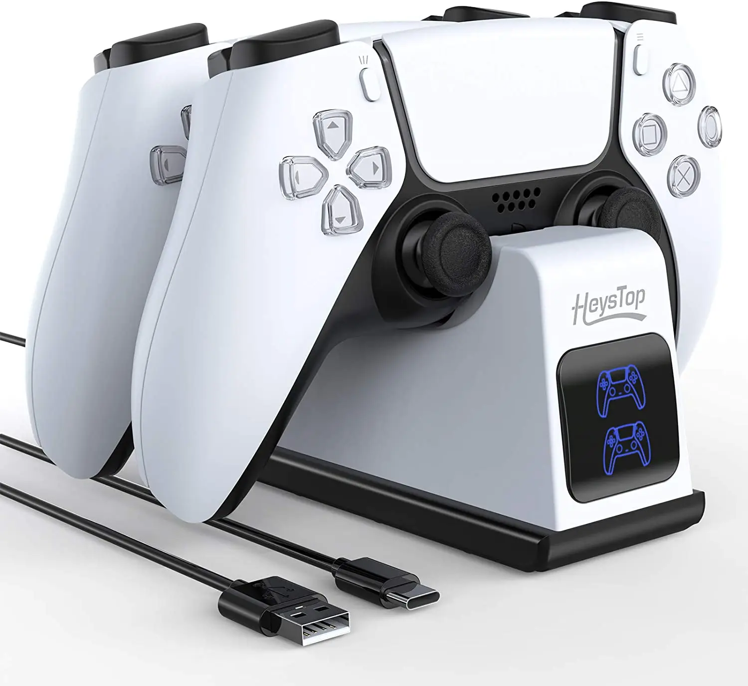 Зарядно устройство Mooroer за контролер PS5, зарядно устройство DualSense за PS5 с led, съвместима с контролер на Sony Playstation 5