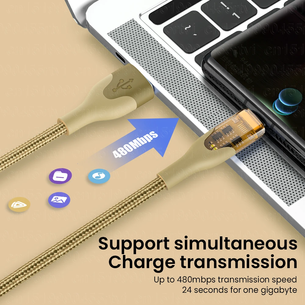 Кабел USB Type C Прозрачна Бързо Зареждане На Huawei / Honor 6A 66 W Кабел за Бързо Зареждане Тел За Кабели Samsung Xiaomi MacBook 1
