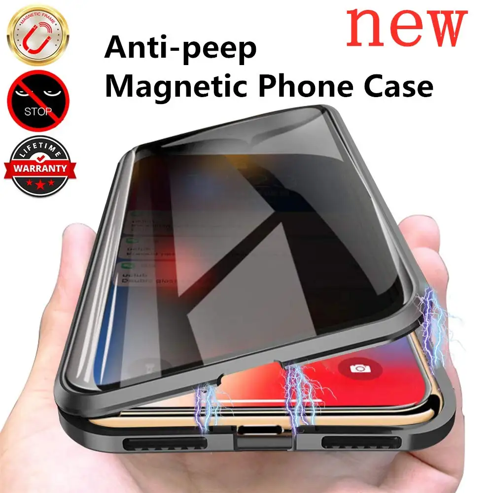 калъф за iPhone 12 pro max с Магнитно Покритие От Закалено Стъкло, Метални Калъфи За Телефони, 360 Напр. устойчива на плъзгане Капак За iPhone 11 XR XS X 8 7 калъф