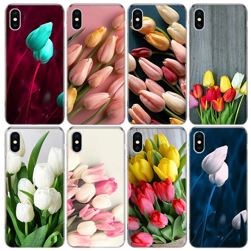 Калъф За мобилен телефон с цвете лале за Apple iPhone 14 13 Pro Max 11 12 Mini SE 2020 X XR XS 8 7 Plus 6 6S 5 5S Калъф във формата на Миди с Модел S 0