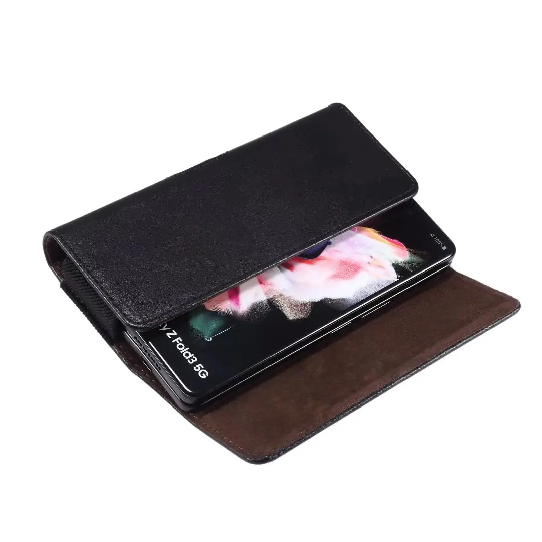 Кожен Калъф-Портфейл За Samsung Galaxy Z Fold 4 3 5G Карта Поясная Чанта с Клипс За Колан Чанта Открит Калъф За Мобилен Телефон във Формата На Миди W22 Калъф 4