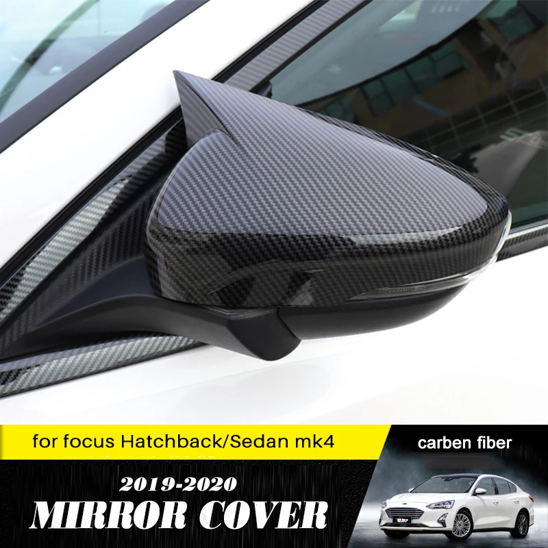 Кутията странично огледало Подходящ За Ford Focus MK4 Хетчбек, Седан 2019 2020 Карбоновые Капаци Огледала за обратно виждане ABS Автоаксесоари 2021