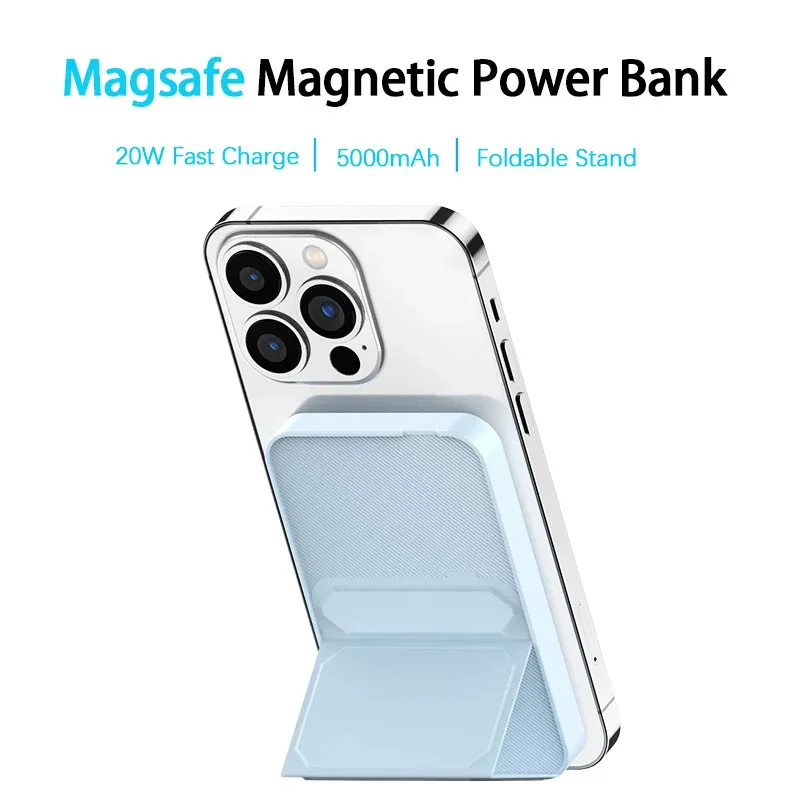 Магнитен Безжичен Power Bank 10000 ма за Magsafe PD 20 W Бързо Зареждане на Power Bank Сгъваема Поставка външна Батерия за iPhone 14 0