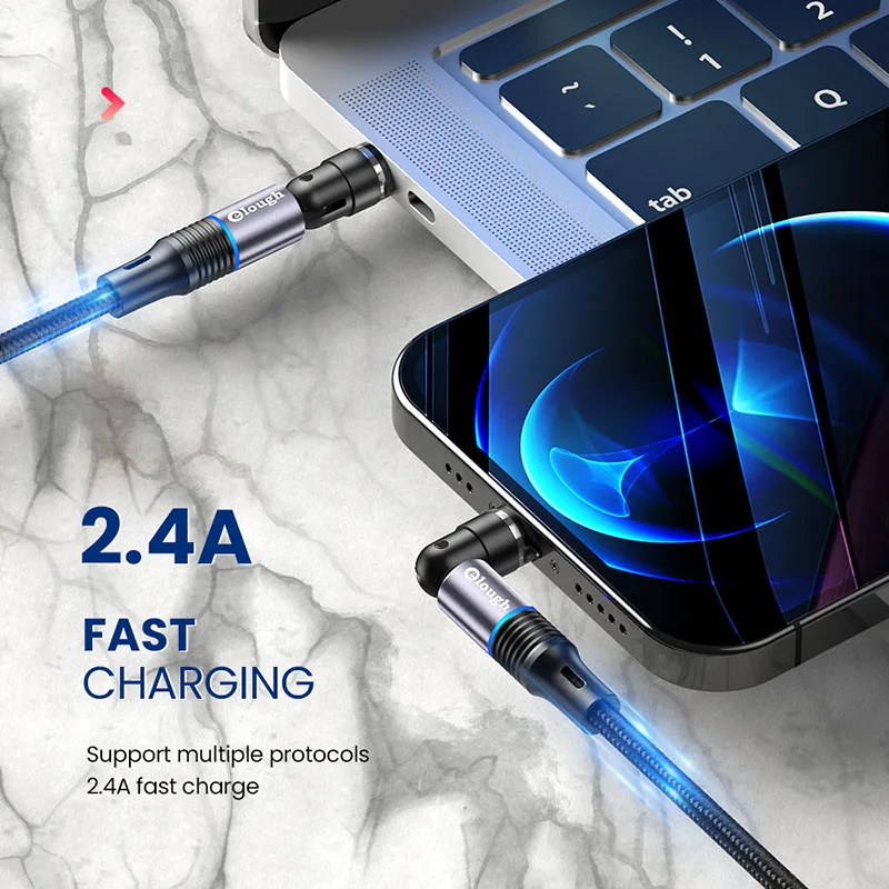 Магнитен Кабел Elough 540 Обрат Micro USB Type C Кабел, Бързо Зареждане За iPhone Xiaomi Poco Магнитно Зарядно Устройство 3 в 1 USB Тел Кабел 4