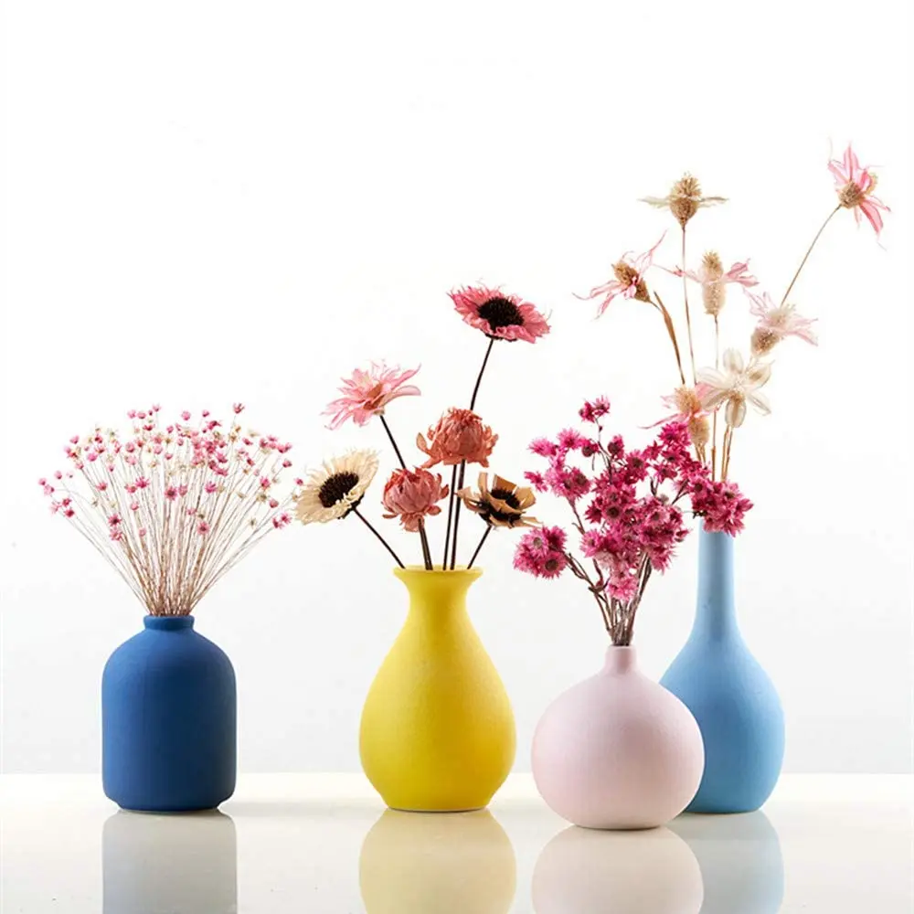 Малки керамични вази за цветя, комплект от 4 декоративни модерни цветни Вази, подходящ за спални, офис дневна