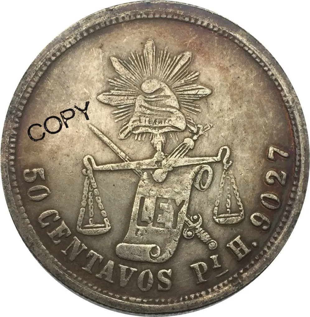 Мексико 1885 PIH 50 centavos Сребърна Копирни Монета с Мед покритие Възпоменателни МОНЕТИ
