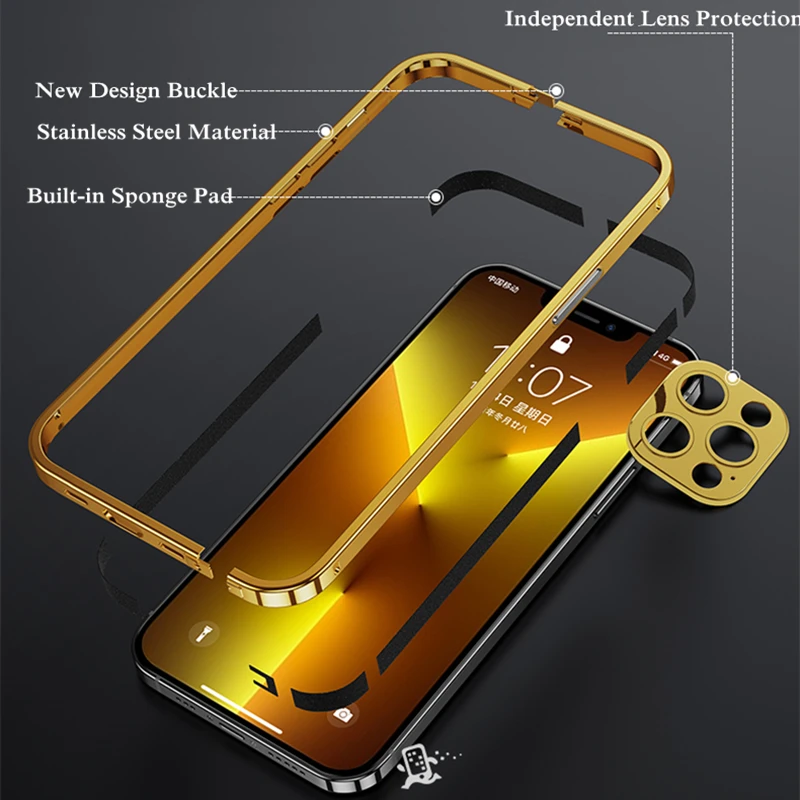 Метална Броня Калъф За Телефон iPhone 13 12 11 Pro Max Алуминиева Рамка 12 Мини устойчив на удари 3D Метален Обектива на Камерата Защитен Калъф 2