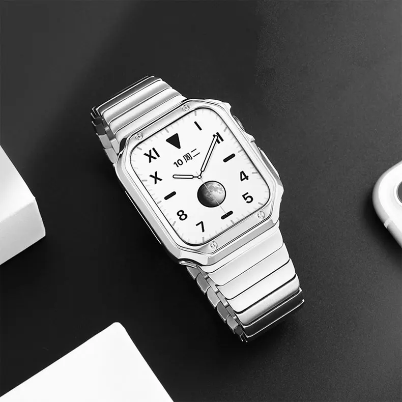 Метална каишка + калъф за Apple watch серия 6 5 4 3 2 1 SE 44 мм 42 мм 40 мм, 38 мм и Висококачествени аксесоари за ремъците на iwatch 7 45 мм 41 мм